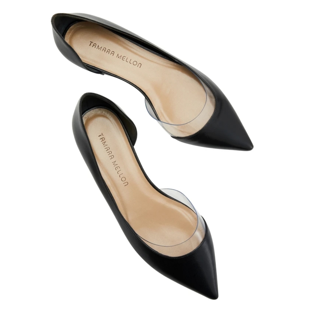 Tamara Mellon "Darling" Black Pointy Flats